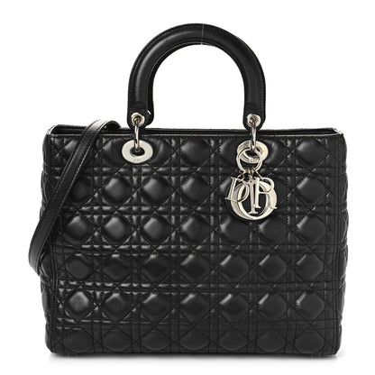 Christian Dior Lambskin Cannage Large Lady Dior Black 1 of 9