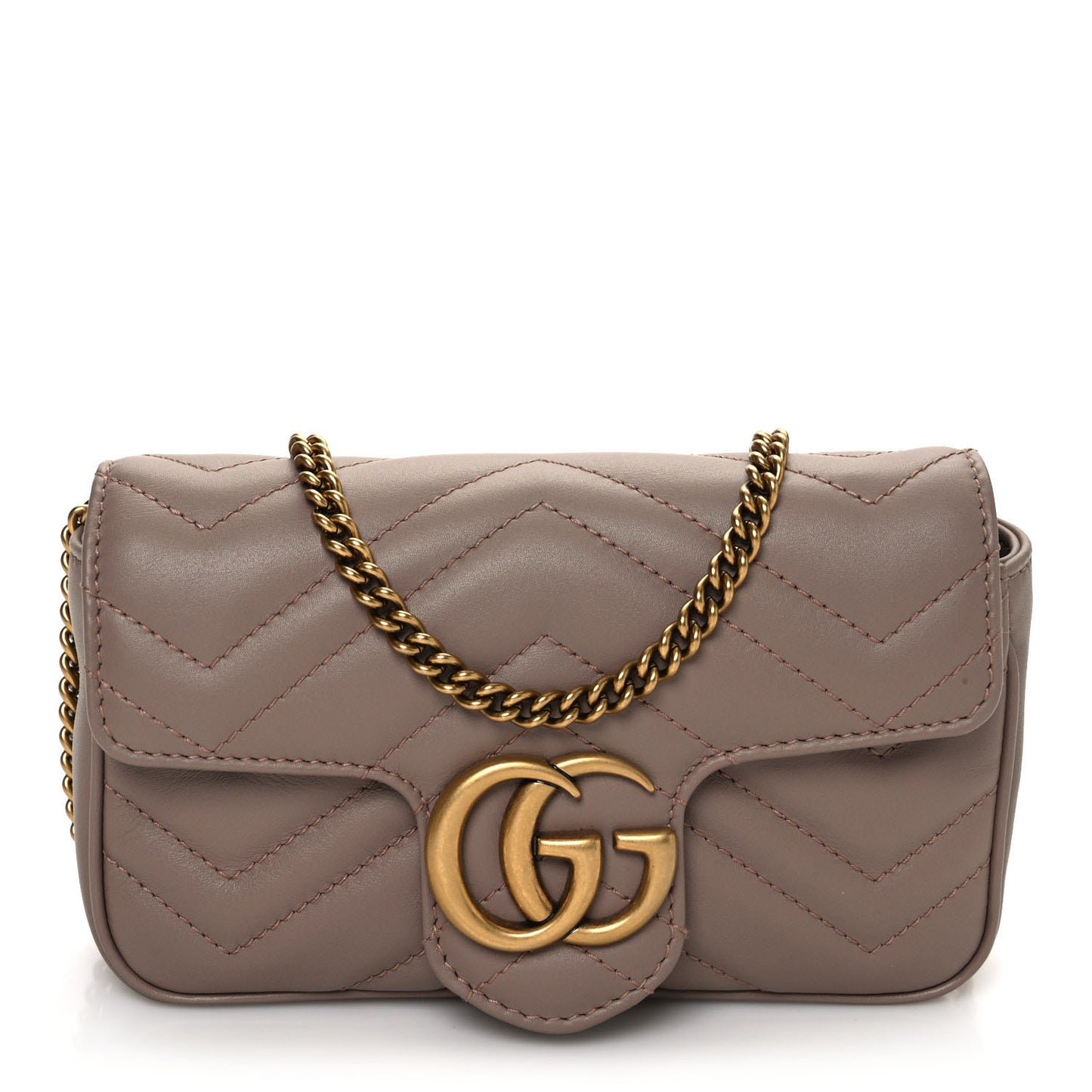 Calfskin Matelasse Super Mini GG Marmont Shoulder Bag Porcelain Rose