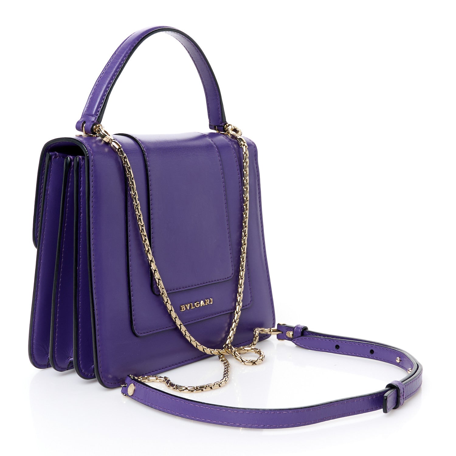 Bulgari Calfskin Serpenti Forever Top Handle Purple 4 of 10