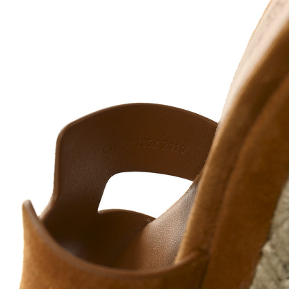 Hermes Suede Goatskin Elda Espadrille Wedge Sandals 35 Naturel 10 of 11