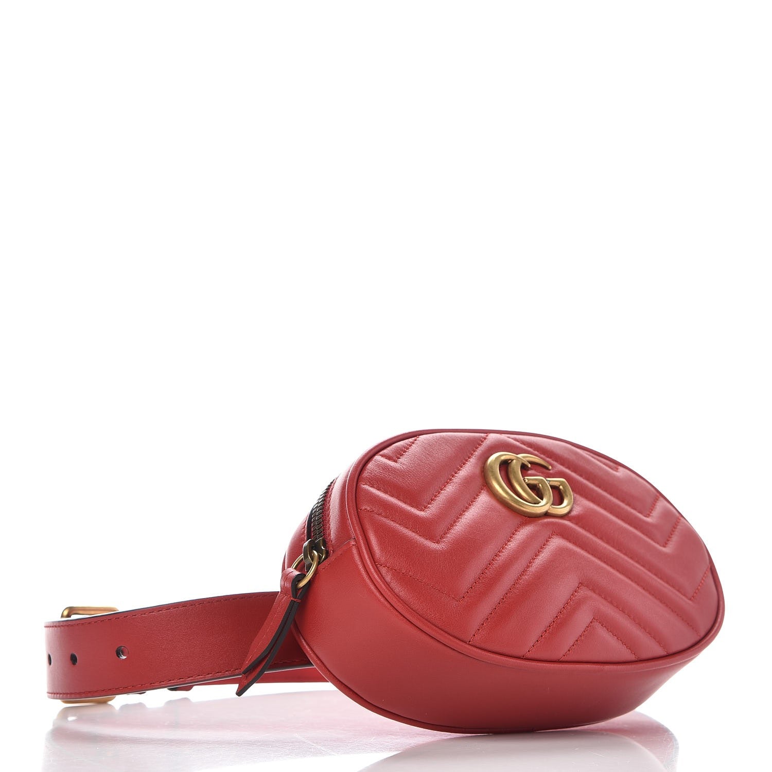 Gucci Calfskin Matelasse GG Marmont Belt Bag 75 30 Hibiscus Red 4 of 10