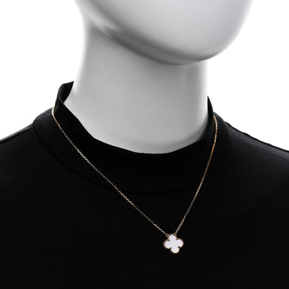 Van Cleef & Arpels 18K Yellow Gold Mother of Pearl Vintage Alhambra Pendant Necklace 2 of 6