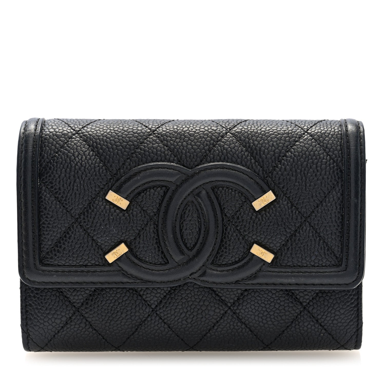 Chanel Caviar Quilted Medium Filigree Flap Wallet Black 1 of 7
