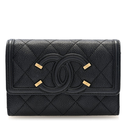 Chanel Caviar Quilted Medium Filigree Flap Wallet Black 1 of 7