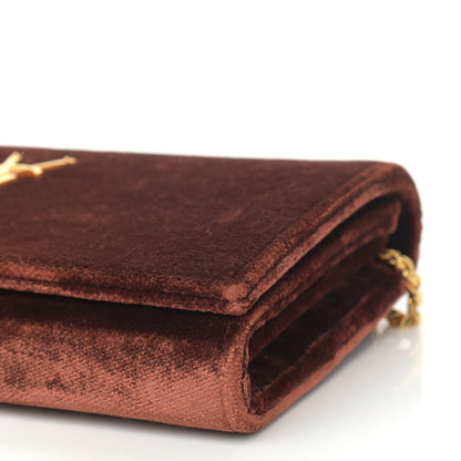 Saint Laurent Textured Velour Monogram Chain Wallet Red Clay 10 of 11