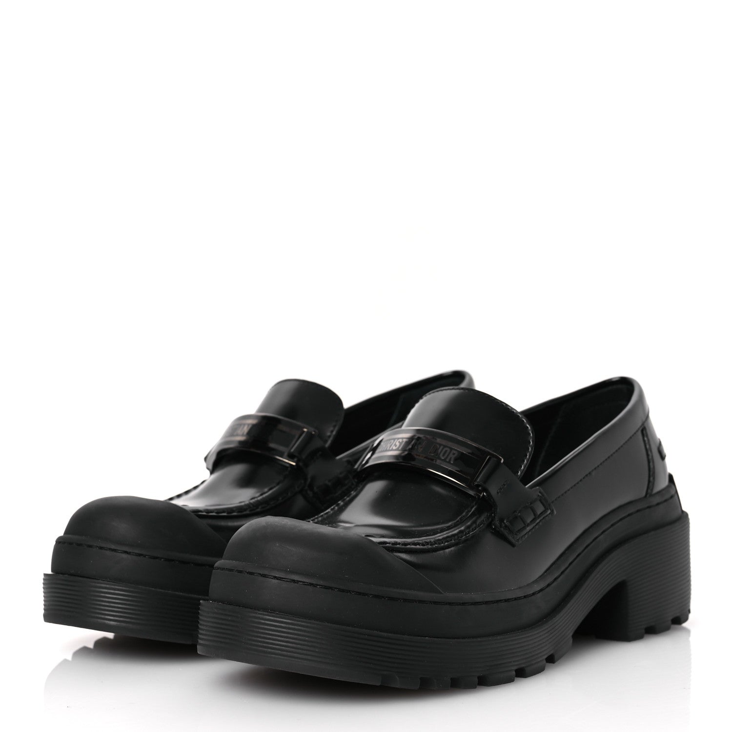 Christian Dior Brushed Calfskin Dior Code Lug Sole Platform 35mm Loafers 37 Black 4 of 11