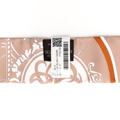 Hermes Silk Ex-Libris Twilly Beige White Caramel 3 of 4