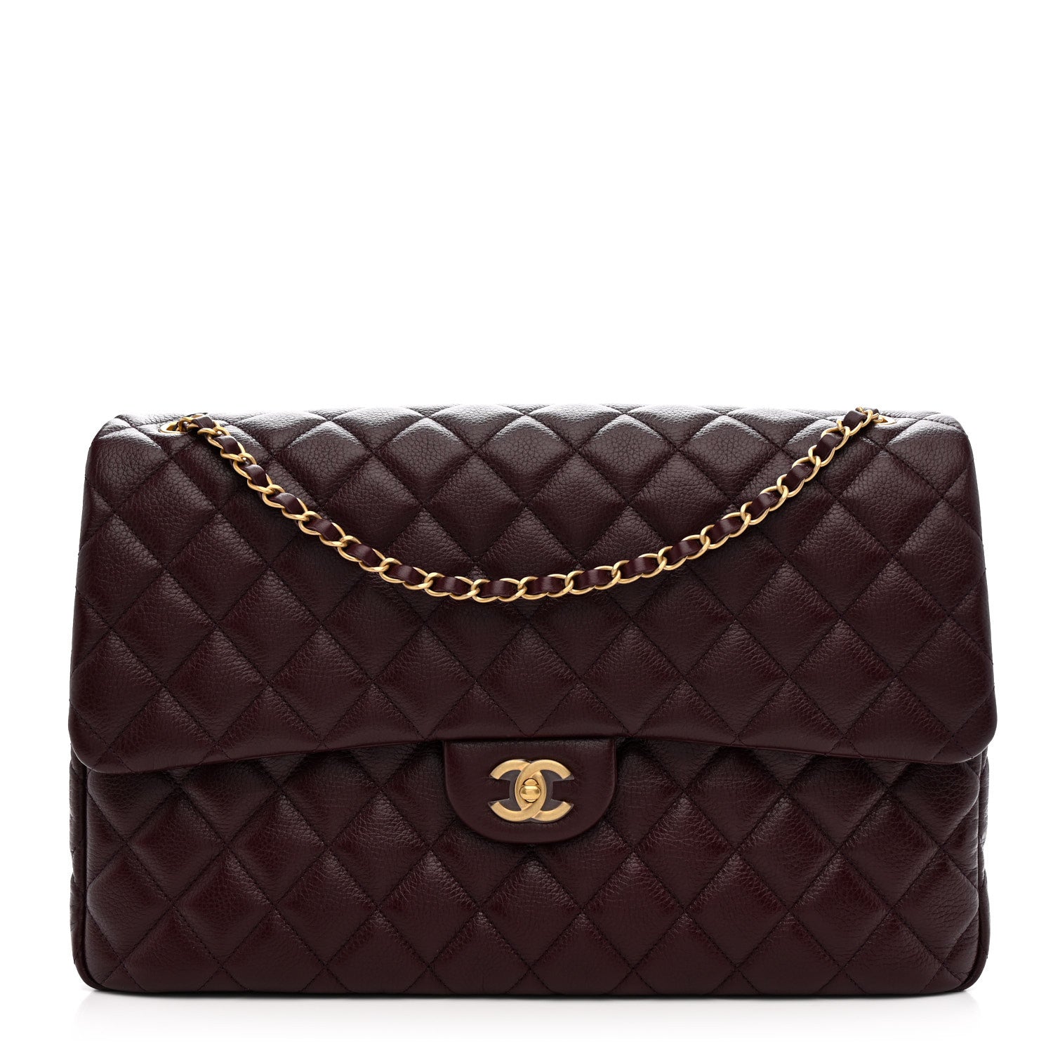 Chanel Grained Calfskin Quilted XXL Travel Flap Bag Burgundy 1 of 10