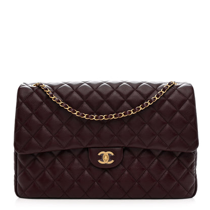 Chanel Grained Calfskin Quilted XXL Travel Flap Bag Burgundy 1 of 10