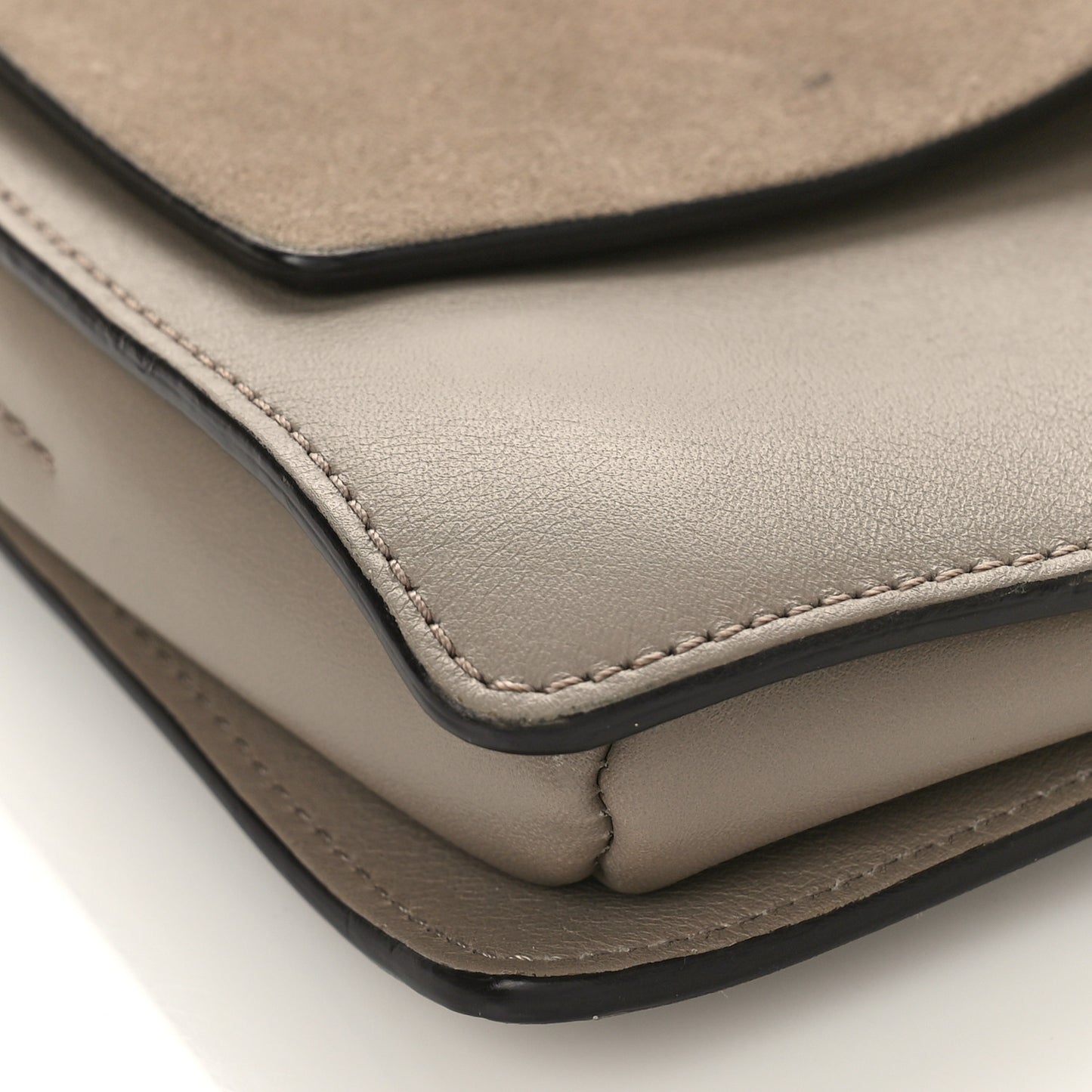 Suede Calfskin Small Faye Shoulder Bag Motty Grey
