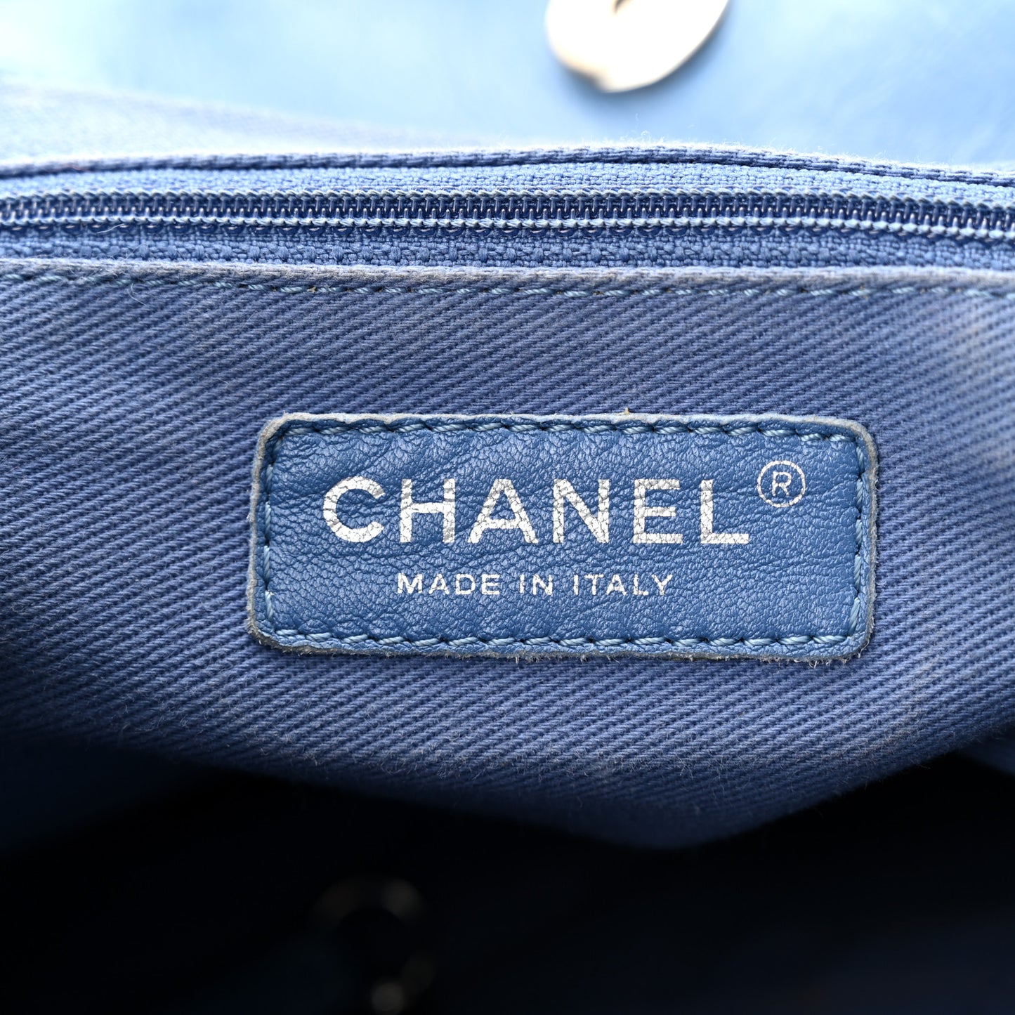 Calfskin Perforated Up In The Air North South Tote Blue