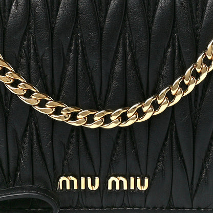 Miu Miu Nappa Matelasse Wallet On Chain Black 9 of 12