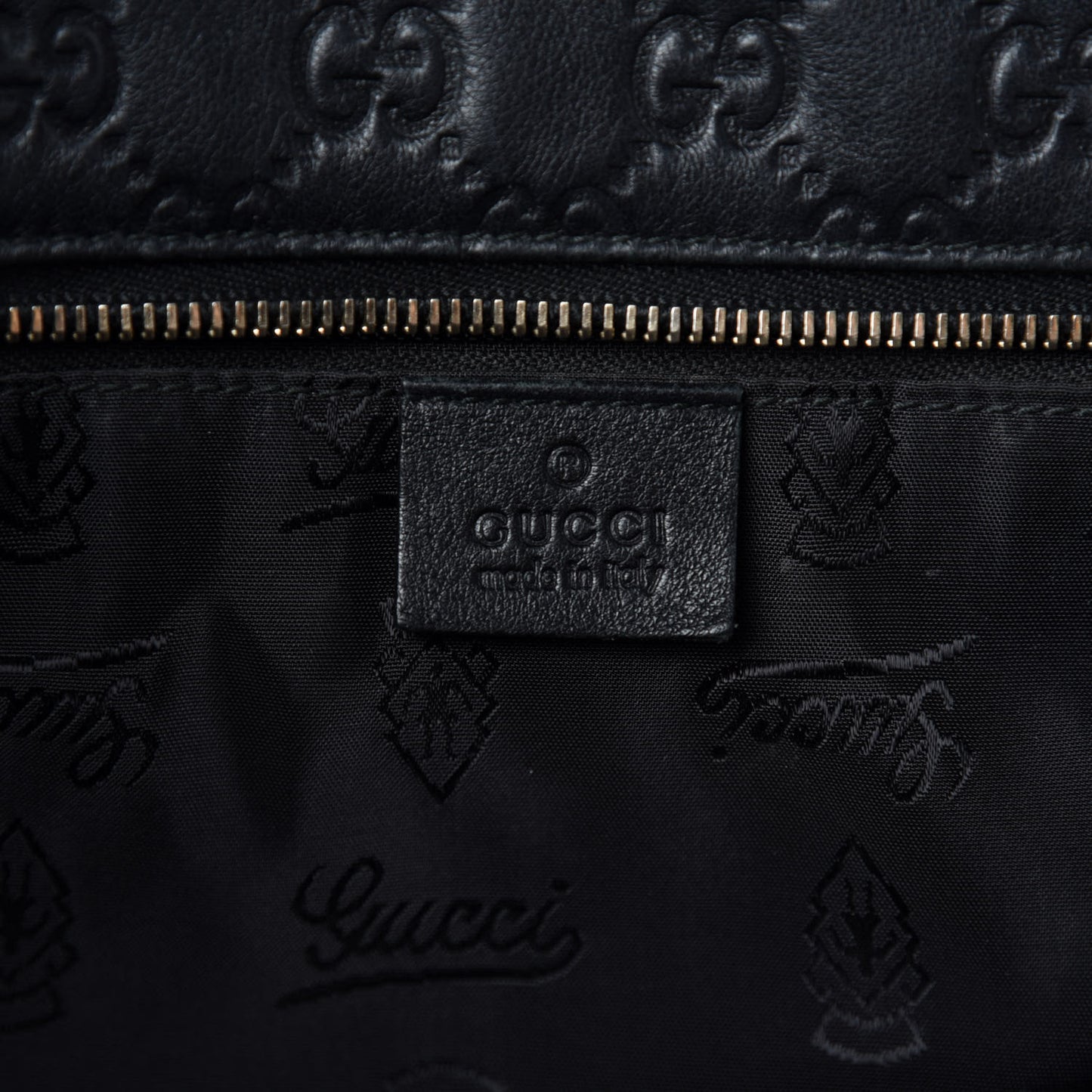 Guccissima Medium Zippered Shopping Tote Black