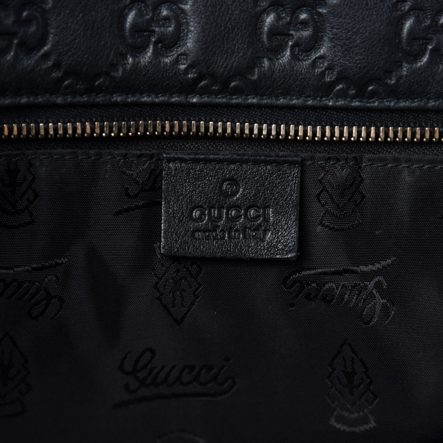 Gucci Guccissima Medium Zippered Shopping Tote Black 12 of 14