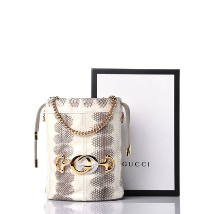 Gucci Snakeskin Mini Zumi Bucket Bag Grey 9 of 9
