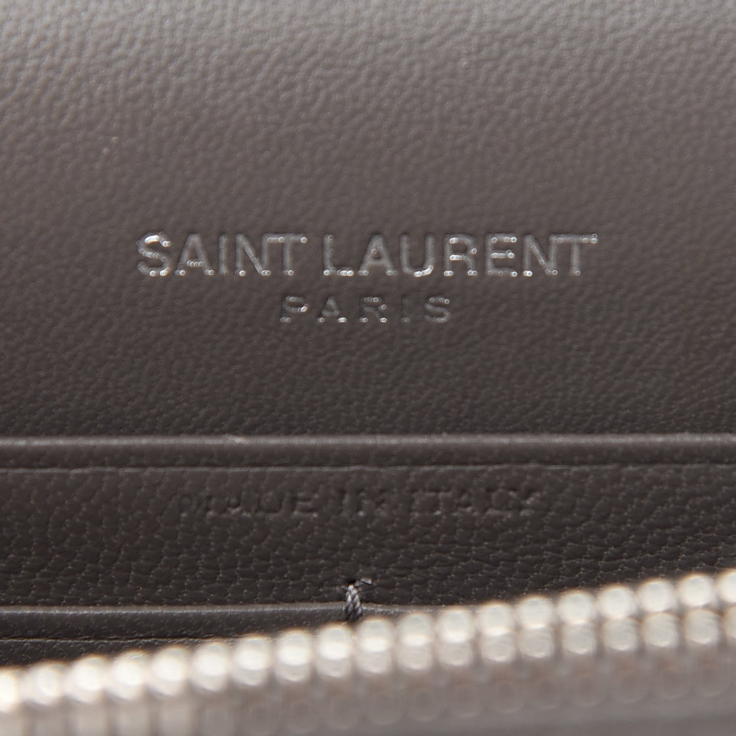 Saint Laurent Calfskin Crocodile Embossed Kate Monogram Tassel Chain Wallet Fog 9 of 9