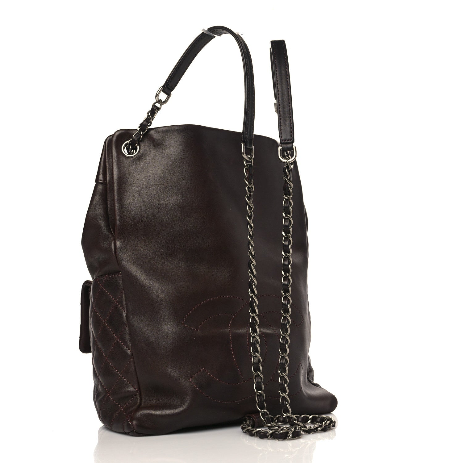 Chanel Lambskin Quilted Drawstring Backpack Brown 2 of 9
