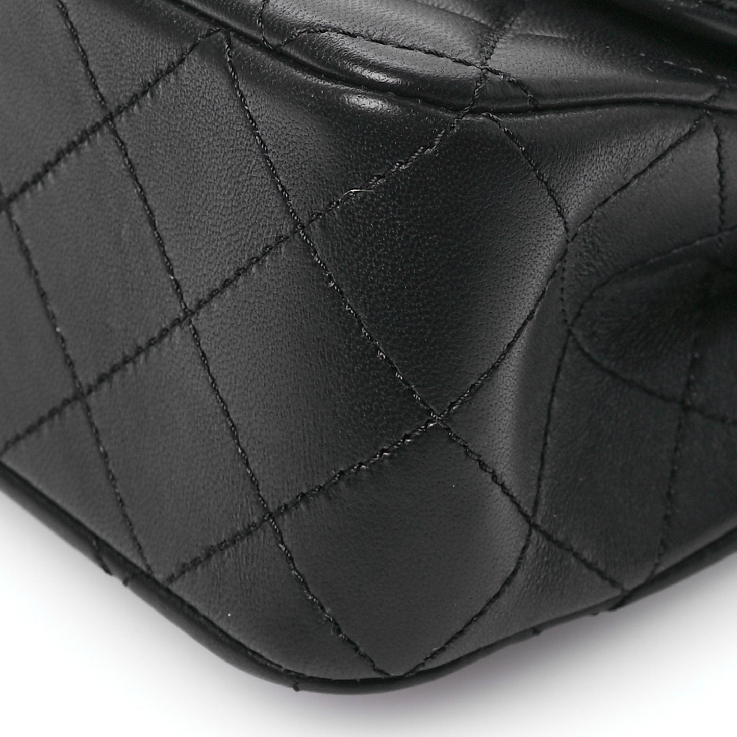 Lambskin Quilted Mini Rectangular Pearl Crush Flap Black