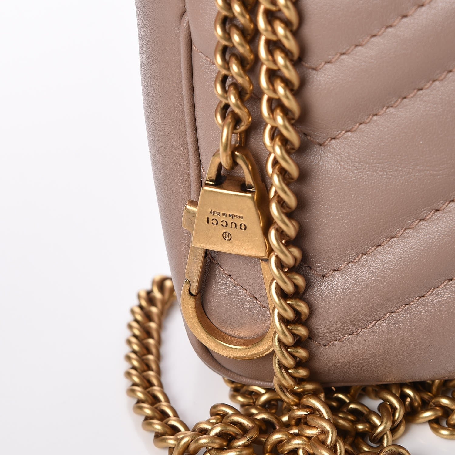 Gucci Calfskin Matelasse Super Mini GG Marmont Shoulder Bag Porcelain Rose 8 of 9