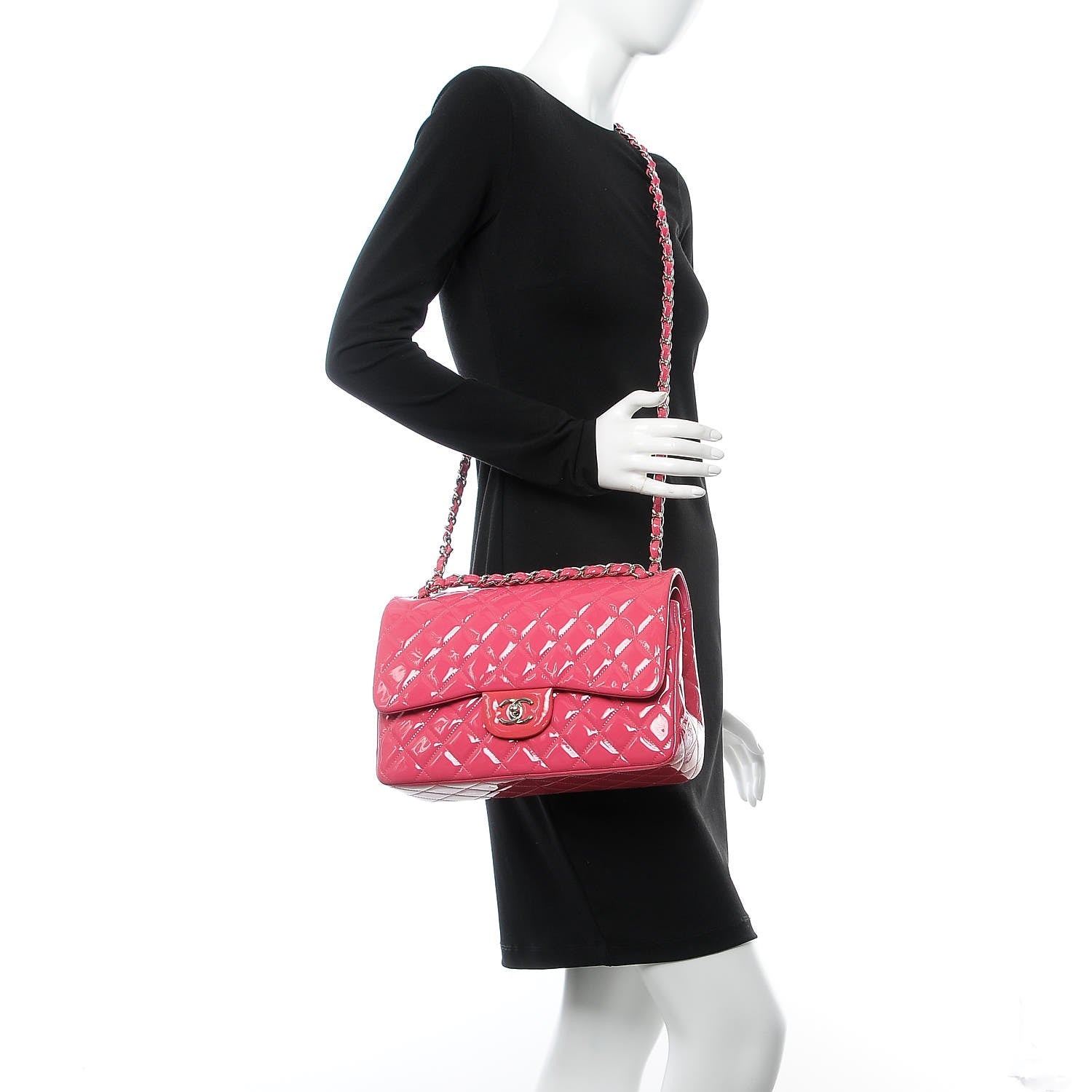 Chanel Patent Quilted Jumbo Double Flap Pink 2 of 9