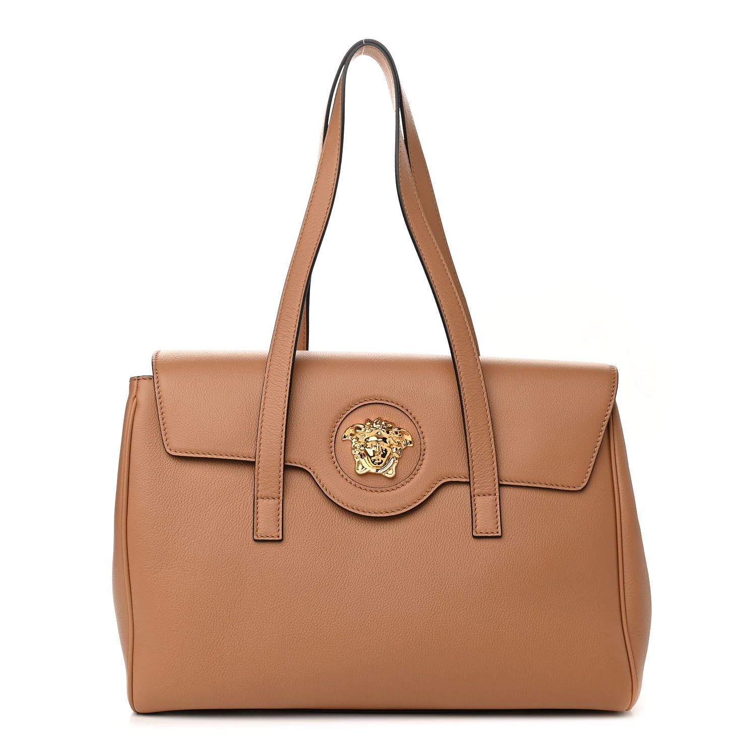 Versace Grained Calfskin La Medusa Tote Brown 1 of 9