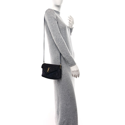 Saint Laurent Suede Y Quilted Monogram Toy Loulou Crossbody Bag Navy 2 of 9