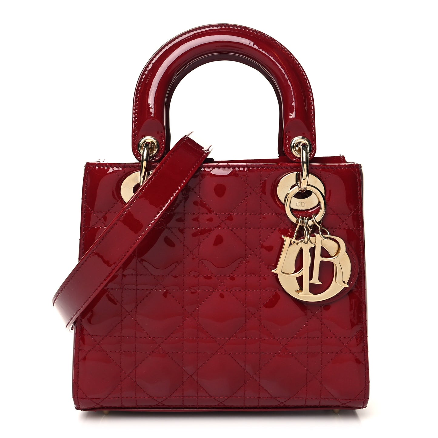 Patent Cannage Small Lady Dior Cherry Red