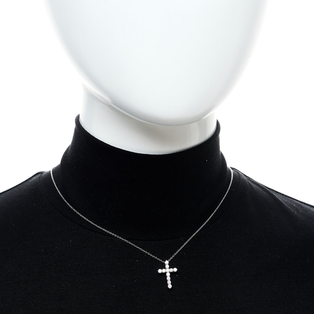 Platinum Diamond Small Cross Pendant Necklace