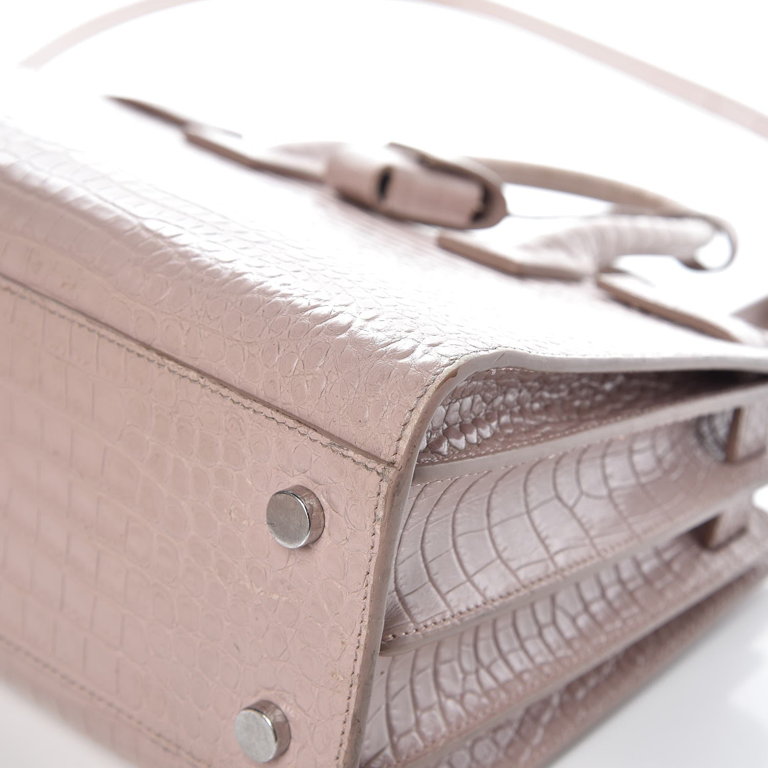 Saint Laurent Calfskin Crocodile Embossed Baby Sac De Jour Rose Antic 24 of 29