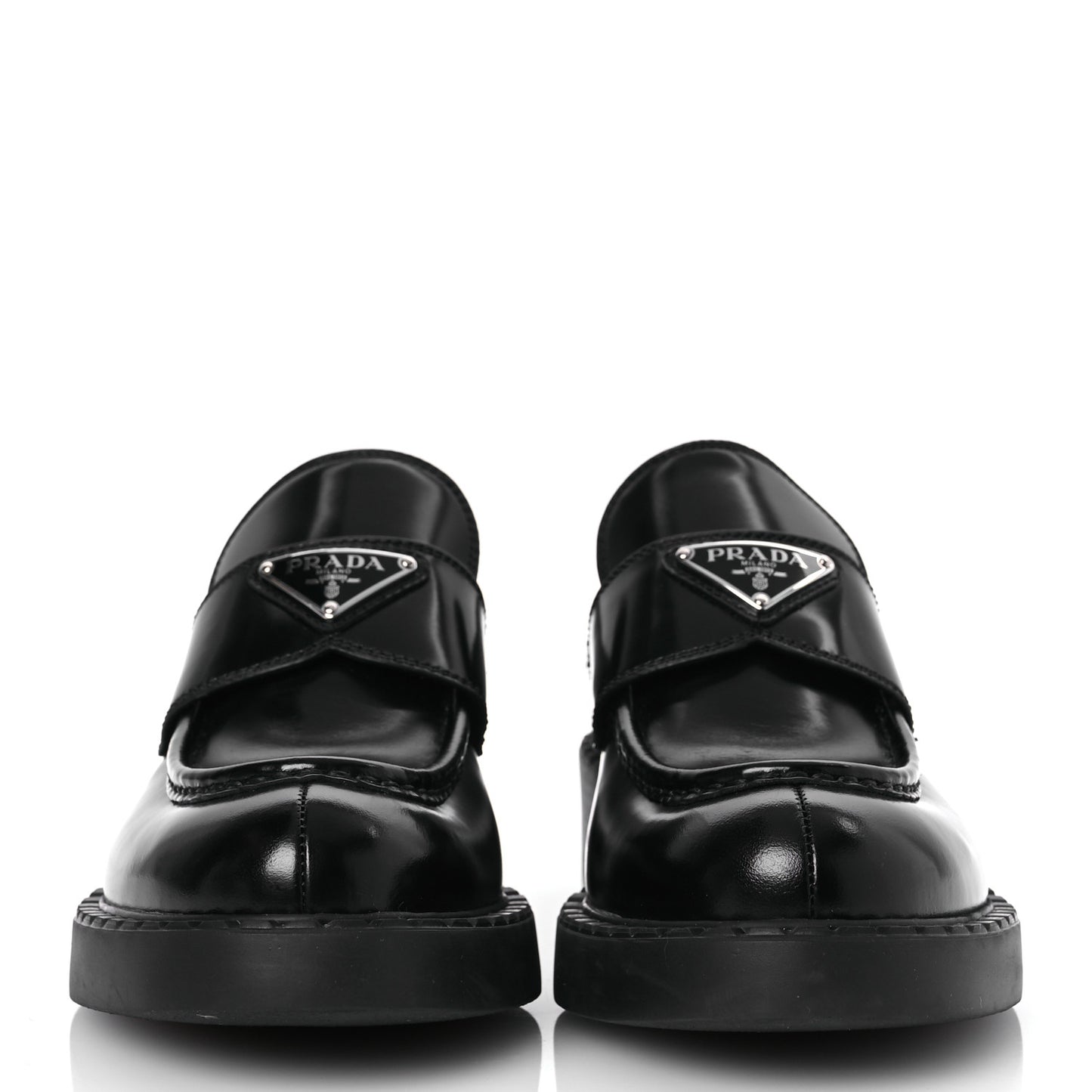 Spazzolato Metal Triangle Logo 50mm Loafers 38.5 Black