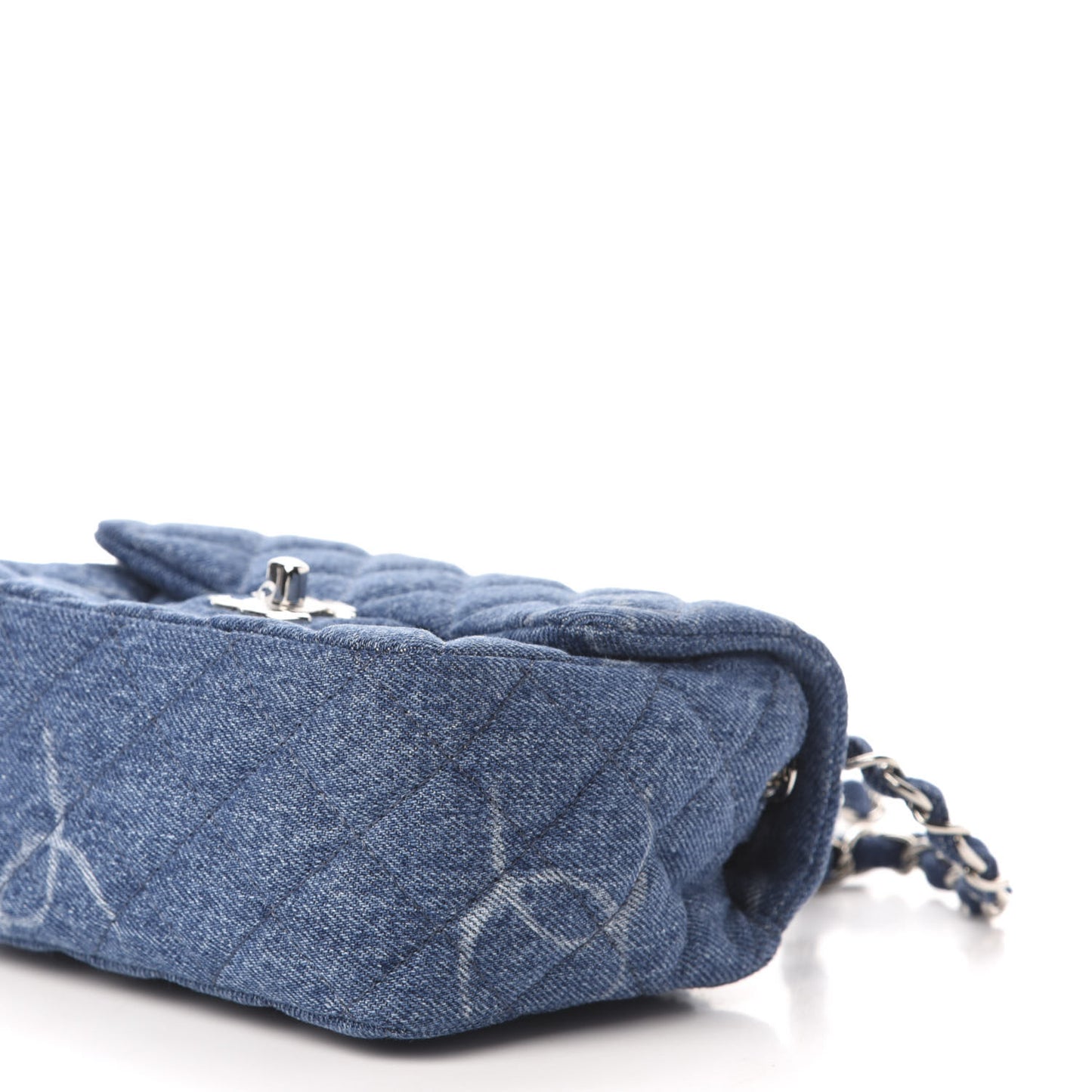 Denim CC Quilted Mini Square Flap Blue