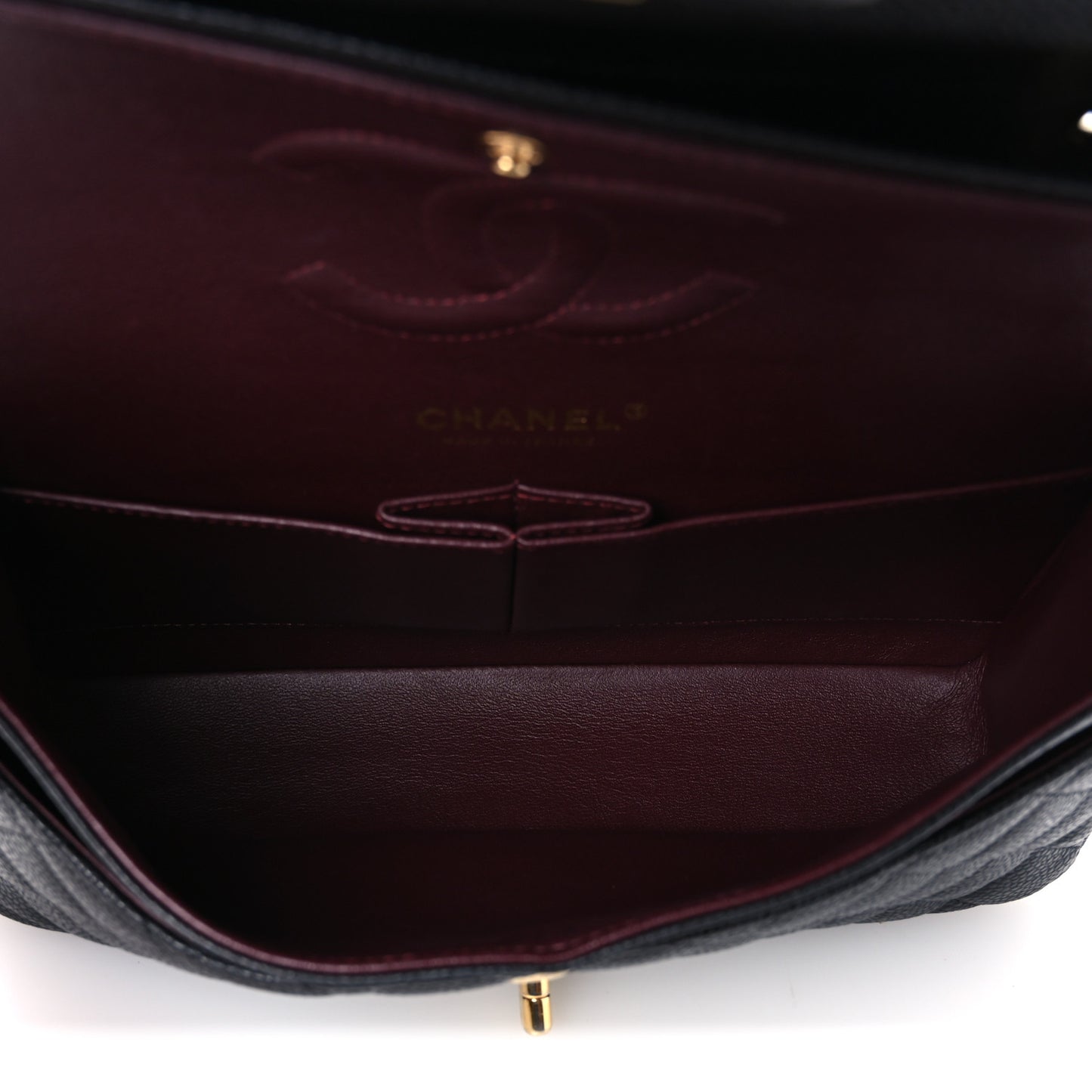 Caviar Quilted Medium Double Flap Black