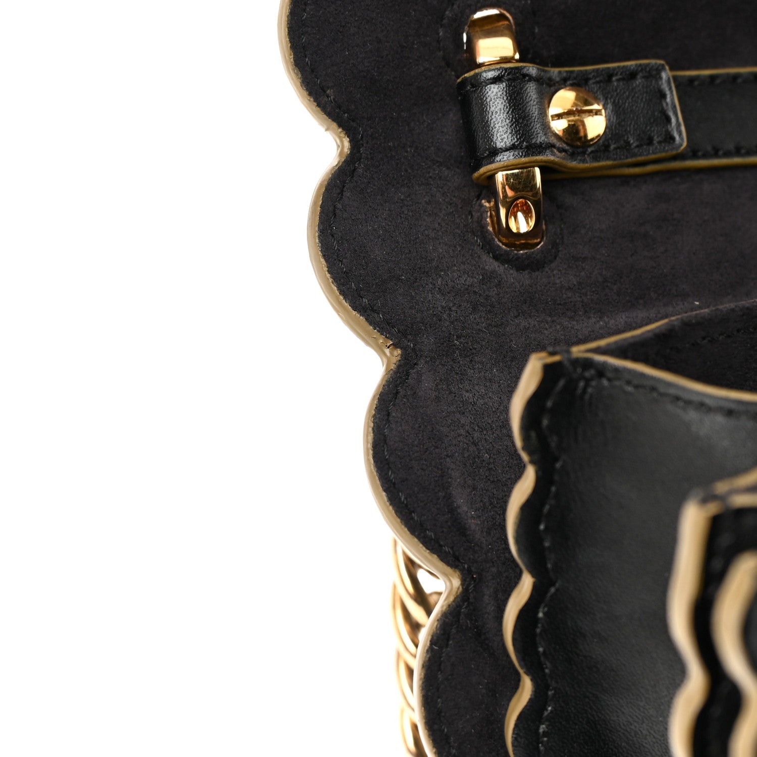 Fendi Vitello Liberty Scalloped Studded Kan I Shoulder Bag Black 11 of 18