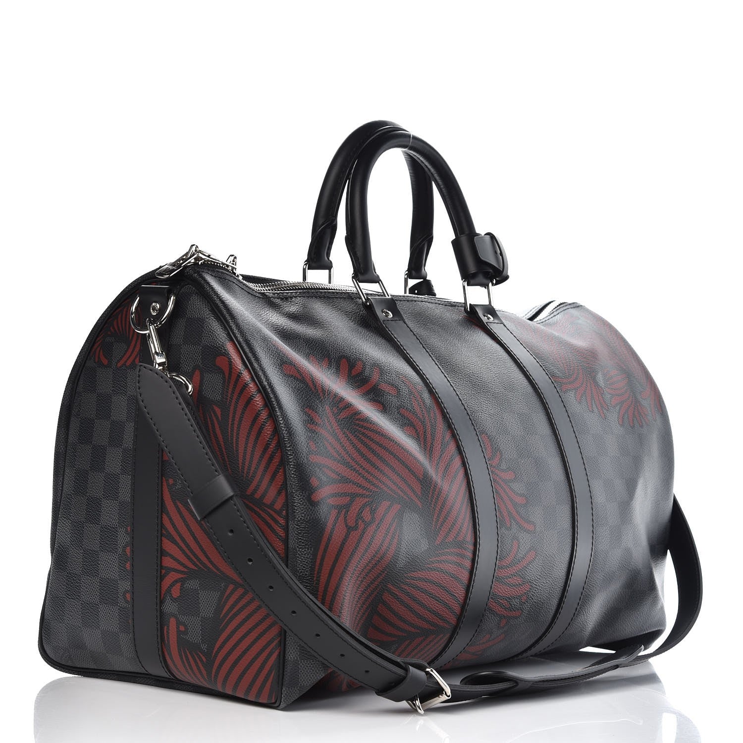 Louis Vuitton Damier Graphite Rope Keepall Bandouliere 45 Red 3 of 11