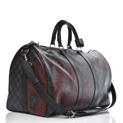Louis Vuitton Damier Graphite Rope Keepall Bandouliere 45 Red 3 of 11