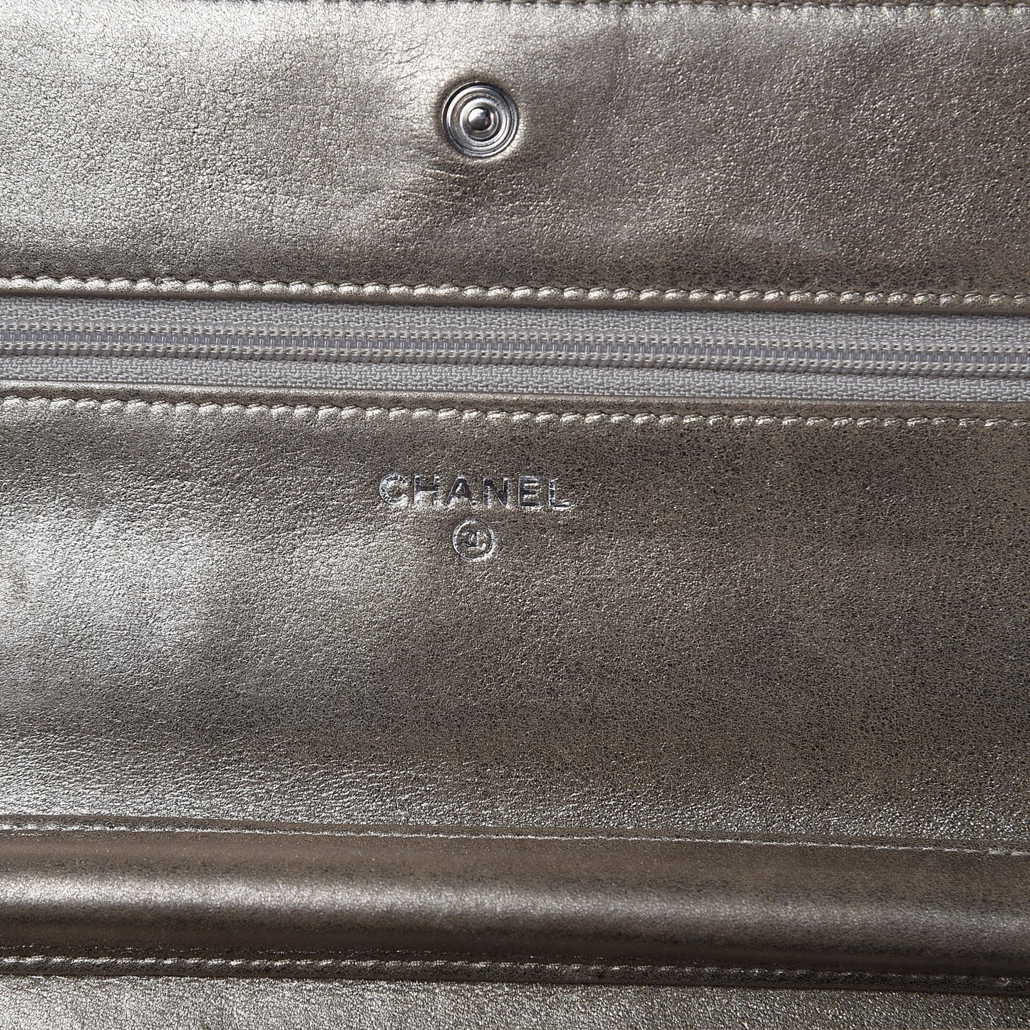Metallic Calfskin Quilted Boy Wallet On Chain WOC Gold