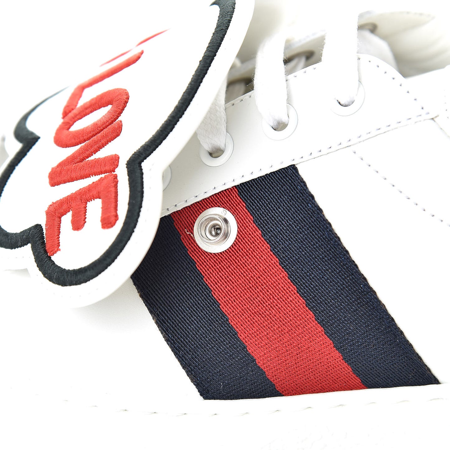 Calfskin Ayers Web Blind for Love Embroidered Mens Ace Sneakers 10.5 White