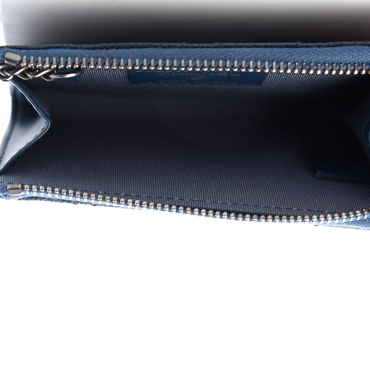 Caviar Quilted Key Holder Case Navy