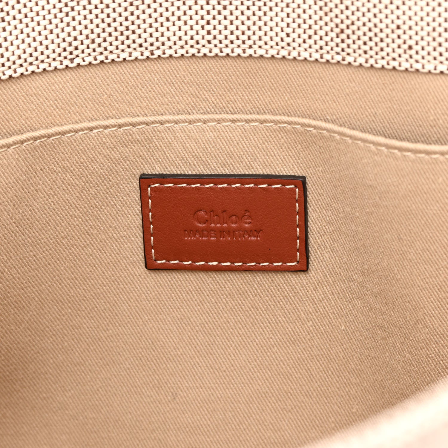 Chloe Cotton Calfskin Medium Woody Ribbon Tote White Brown 6 of 12