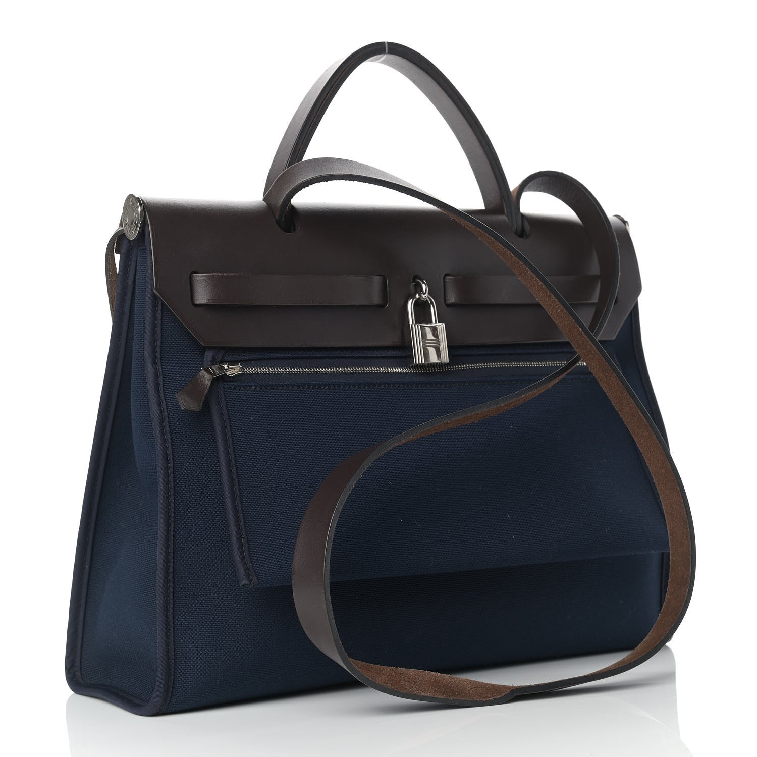 Hermes Toile Vache Hunter Herbag Zip PM 31 Bleu Marine Ebene 3 of 12