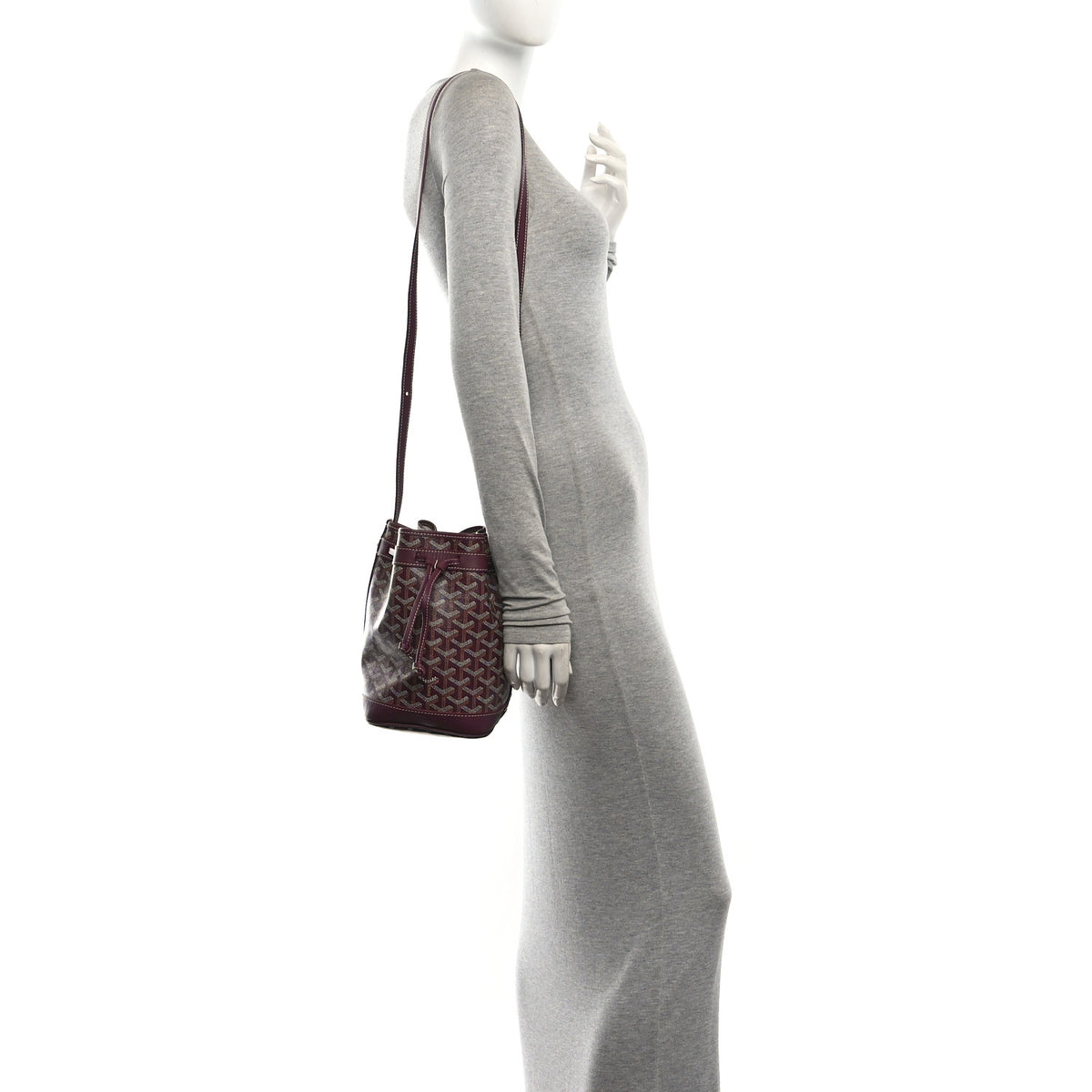 Goyardine Petit Flot Bucket Bag PM Burgundy