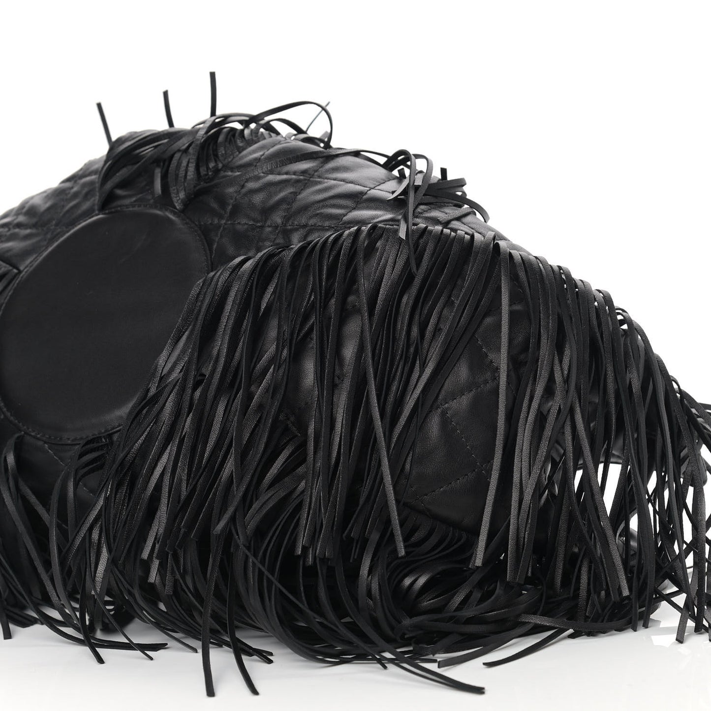 Lambskin Quilted Western Baluchon Fringe Bag Black