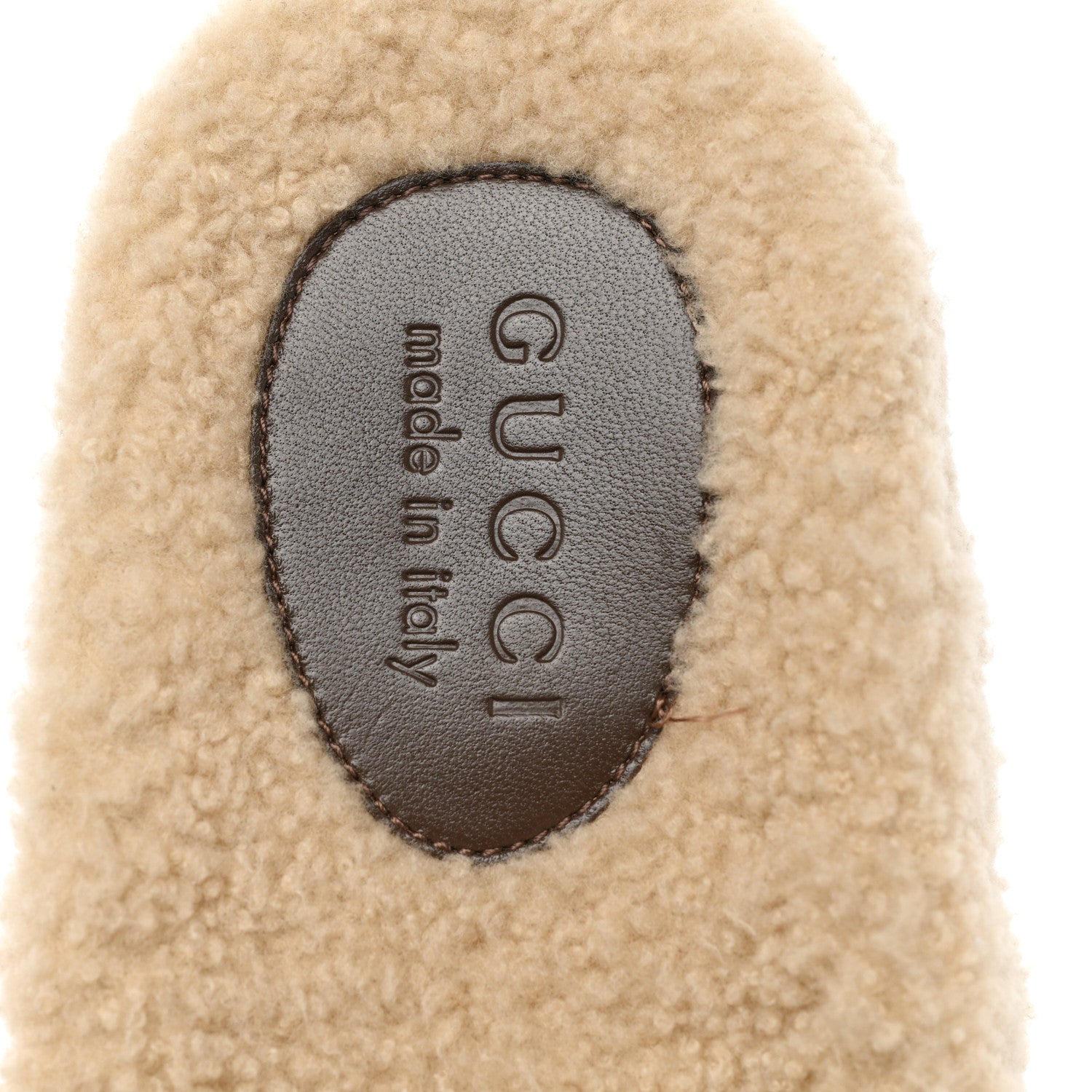 Gucci X THE NORTH FACE Shearling Wool Mens Slide Sandals 7 Butterscotch 7 of 8