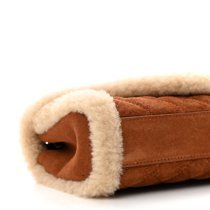Saint Laurent Nubuck Shearling Mixed Matelasse Triquilt Small Monogram Satchel Ivory Natural Tan 9 of 11