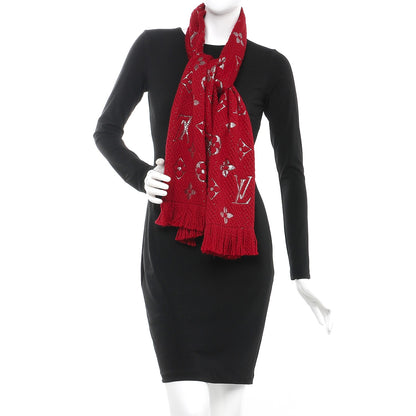 Louis Vuitton Wool Silk Logomania Shine Scarf Rubis 2 of 4