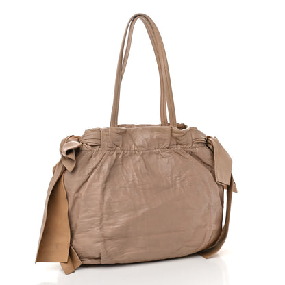 Prada Nappa Bow Tote Beige 3 of 12