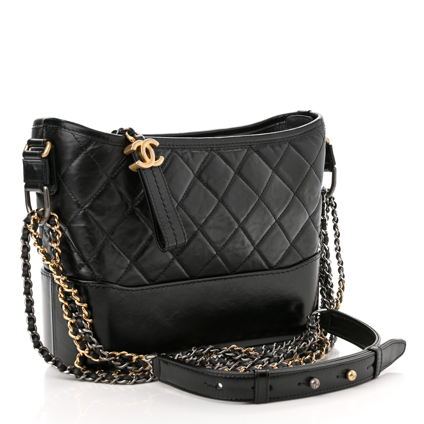 Aged Calfskin Quilted New Medium Gabrielle Hobo Black