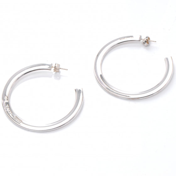 Tiffany Sterling Silver 1837 Flat Hoop Earrings 1 of 5