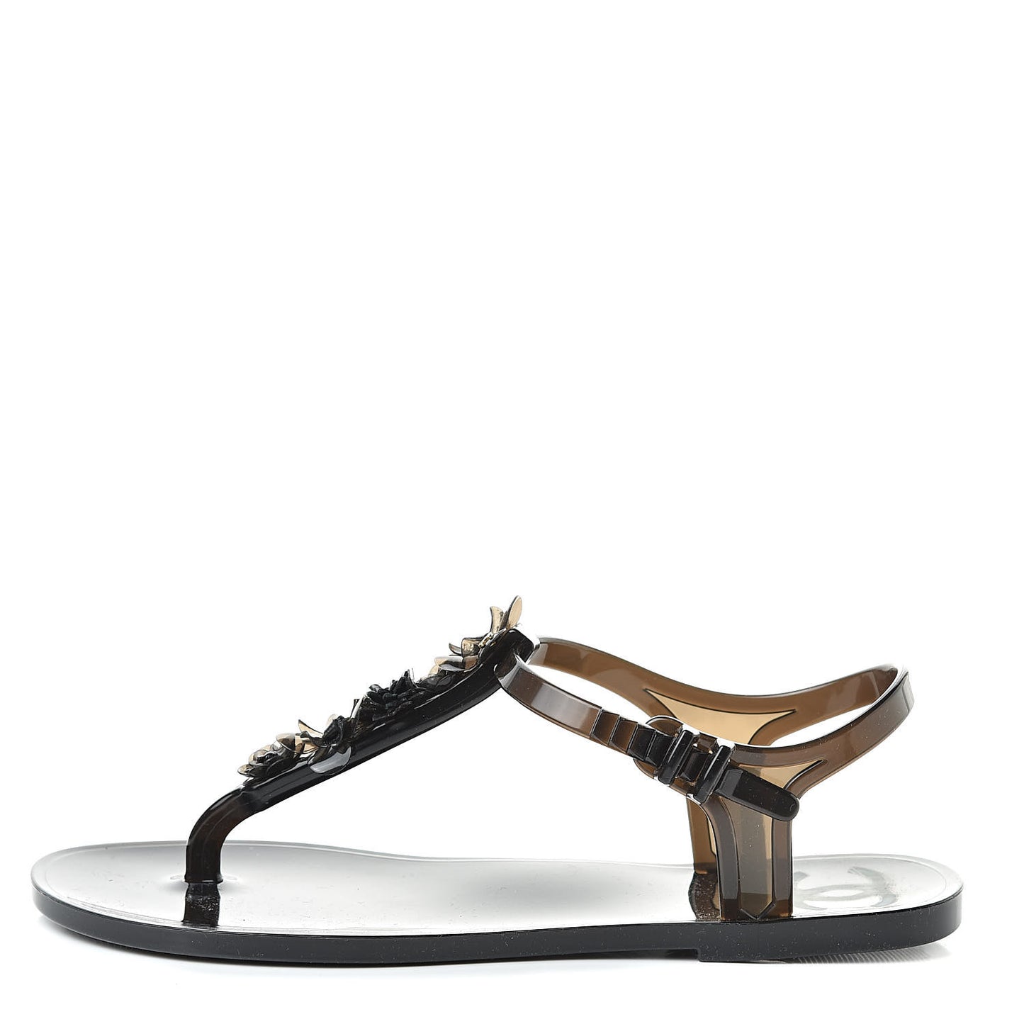 Jelly Camellia Thong Sandals 38 Black