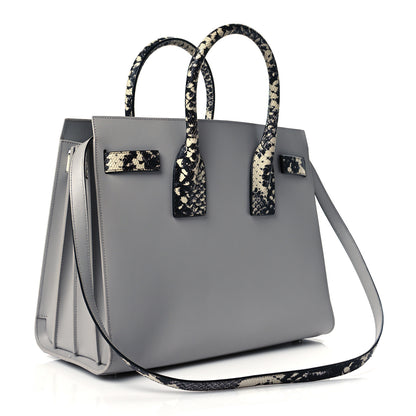 Saint Laurent Calfskin Embossed Python Small Sac De Jour Souris 2 of 9